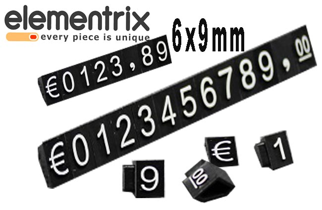 Plastikowe cenowki  biały prolis 6x9mm 1x rząd  EURO ELEMENTRIX