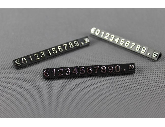 Plastikowe cenowki srebrny prolis  6x9mm 1x rząd  EURO ELEMENTRIX