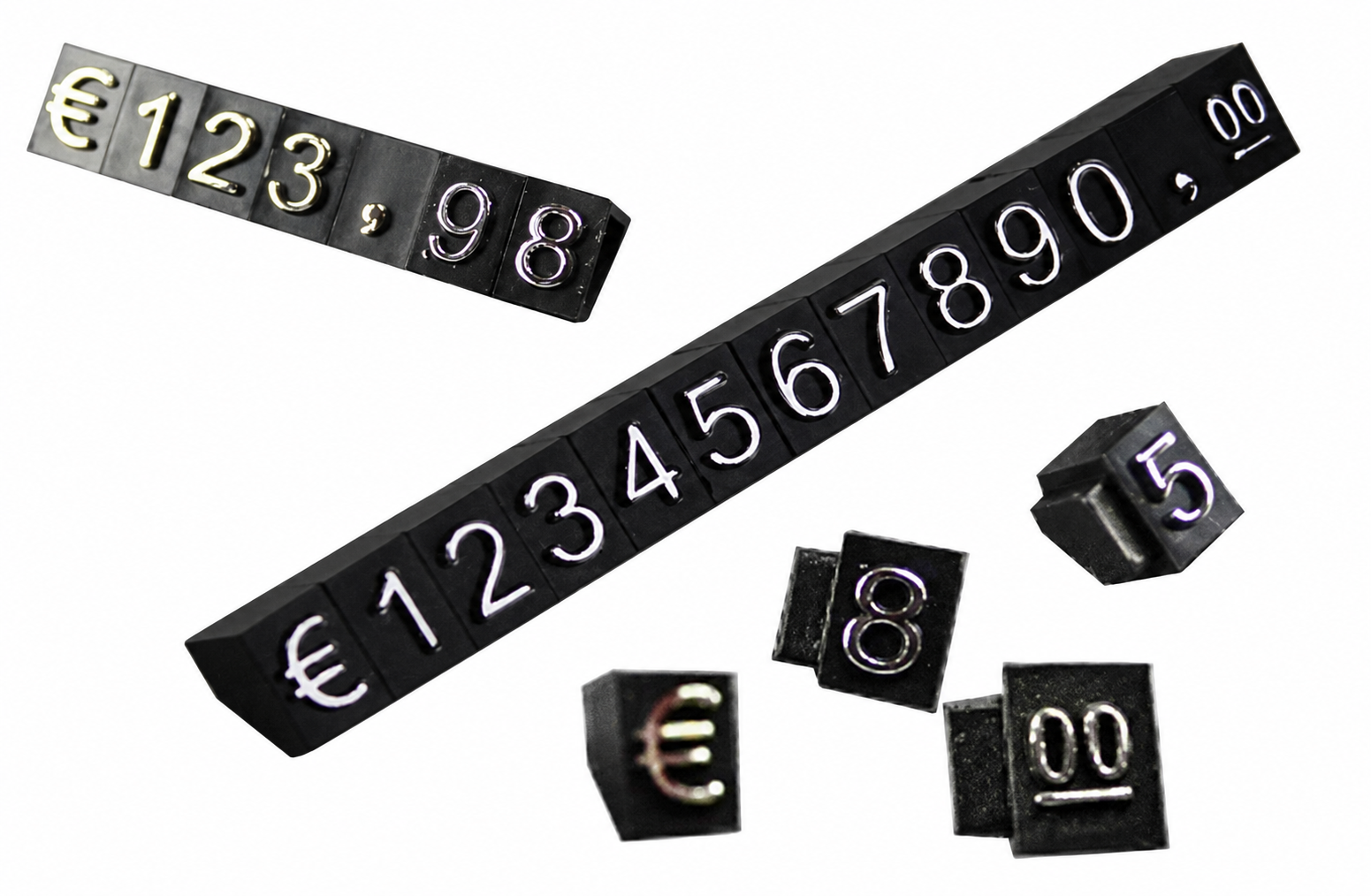 Plastikowe cenowki Srebrny prolis  6x9mm 20x rząd  EURO ELEMENTRIX